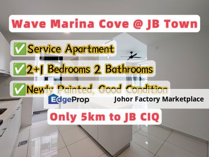 JB Town Apartment Only 5KM to CIQ / Wave Marina Cove / Nearby Town area / Easy Access to Mid Valley Southkey, Johor, Johor Bahru