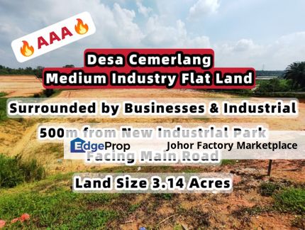 Desa Cemerlang AAA Medium Industry Flat Land For Sale / Surrounded by Business & Industrial / Facing Main Road, Johor, Ulu Tiram