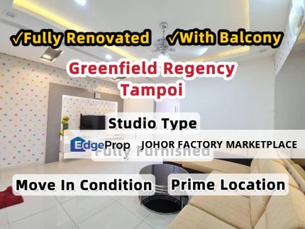 Greenfield Regency Fully Renovated Studio Type Move In Condition Fully Furnished For Sale Tampoi , Johor, Tampoi