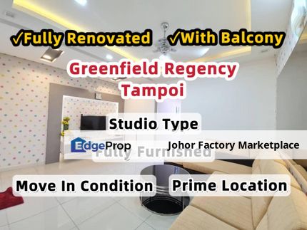 Greenfield Regency Fully Renovated Studio Type Move In Condition Fully Furnished For Sale Tampoi , Johor, Tampoi