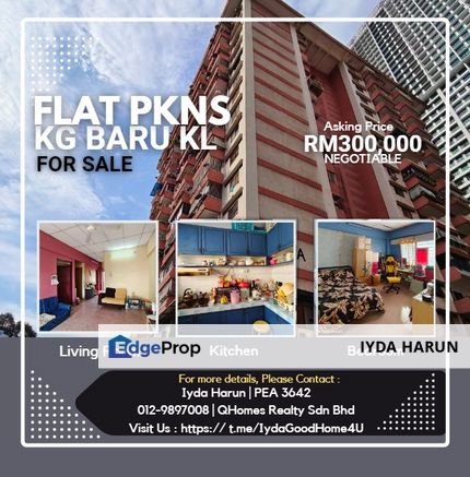 Flat PKNS Kg Baru (10mins Walking KLCC & LRT), Kuala Lumpur, KL City