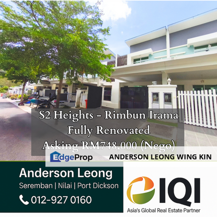 🏡𝐒𝟐 𝐇𝐞𝐢𝐠𝐡𝐭𝐬, 𝐑𝐢𝐦𝐛𝐮𝐧 𝐈𝐫𝐚𝐦𝐚 - 𝐂𝐨𝐳𝐲 & 𝐄𝐥𝐞𝐠𝐚𝐧𝐭 𝐈𝐧𝐭𝐞𝐫𝐦𝐞𝐝𝐢𝐚𝐭𝐞 𝐔𝐧𝐢𝐭 𝐅𝐨𝐫 𝐒𝐚𝐥𝐞, Negeri Sembilan, Seremban