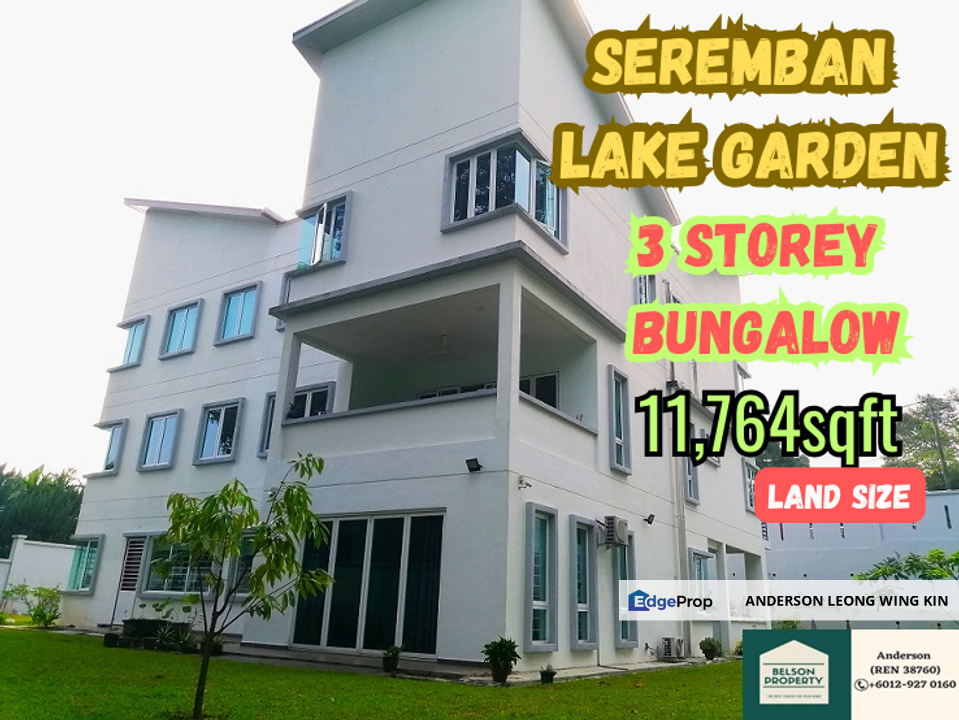 Big Land & Big Built Up 3 Storey Bungalow at Seremban Lake Garden For ...