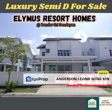 Premuim & Elegant Semi D at Elymus Resort Homes Bandar Sri Sendayan Fro Sale, Negeri Sembilan, Seremban