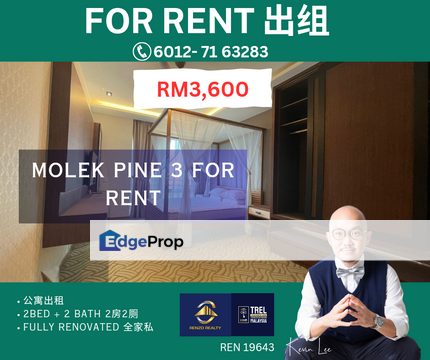 Molek Pine 3 Fully Furnished 2 bed 2bath for RENT, Johor, Johor Bahru