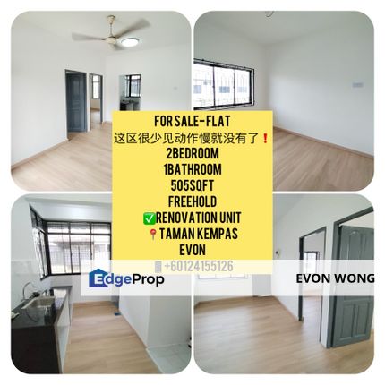稀有单位❗️RUMAH FLAT 2BEDROOM 1BATHROOM 📍TAMAN KEMPAS , JALAN DATARAN ➡️FOR SALE, Johor, Johor Bahru