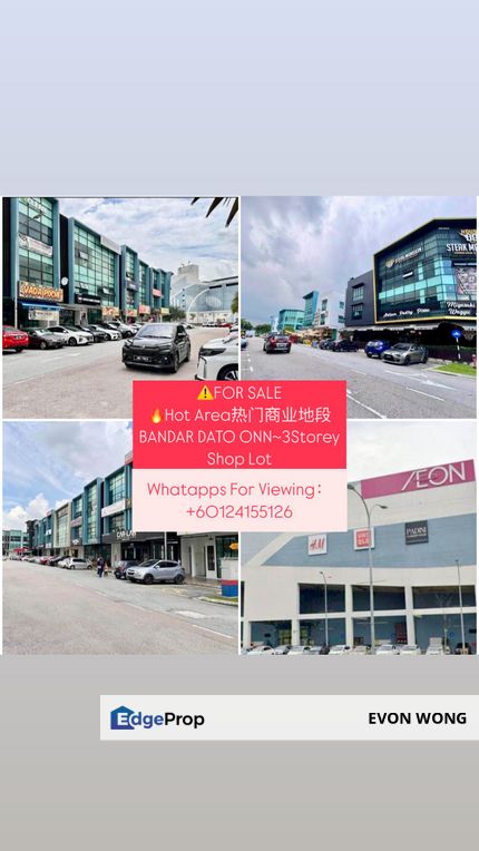 Best investment 3storey Shop Lot @Bandar Dato onn ➡️For Sale, Johor, Johor Bahru