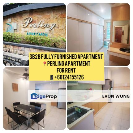 3B2B Fully Furnished @ Perling Apartment ➡️ For Rent, Johor, Johor Bahru