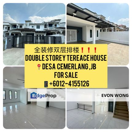 全装修双层排楼❗️5Bedroom Double Storey Terrace House ⚠️Near Econsave @Desa Cemerlang ➡️FOR SALE, Johor, Ulu Tiram
