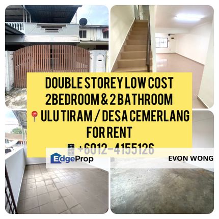 Double Storey Low Coast 2Bedroom 2 Bathroom📍Ulu Tiram Desa Cemerlang  ➡️ For Rent , Johor, Ulu Tiram