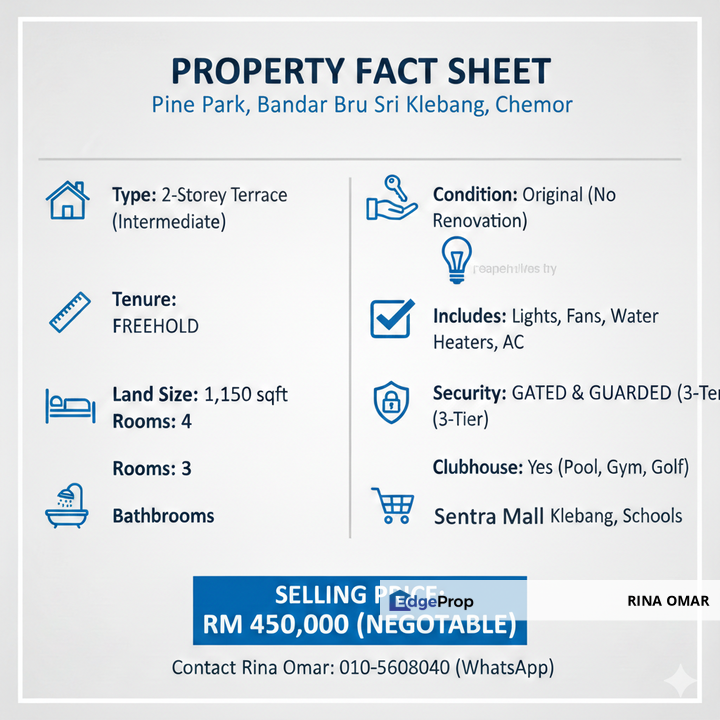 Sri Klebang Pine Park House for Sale, Perak, Chemor