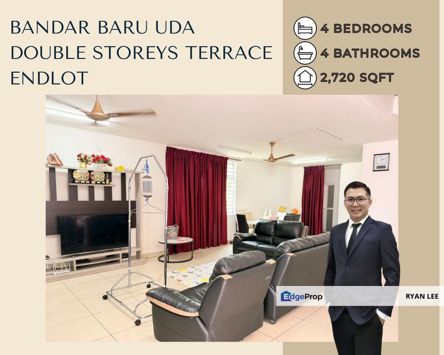 Bandar Baru Uda - Double Storeys Terrace Endlot with 8ft land, Johor, Johor Bahru