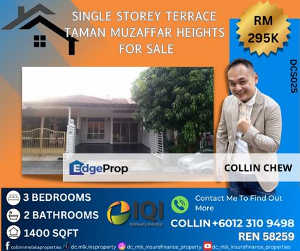 Taman Muzaffar Heights Single Terrace For Sale , Melaka, Ayer Keroh