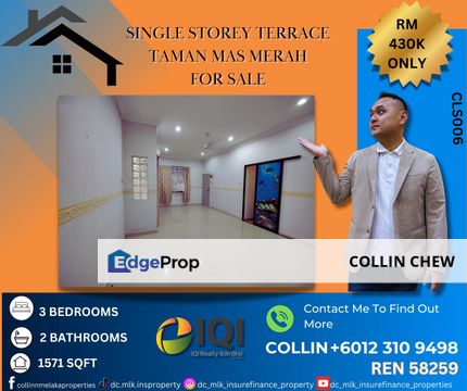 Taman Mas Merah Single Storey Terrace For Sale , Melaka, Melaka Tengah