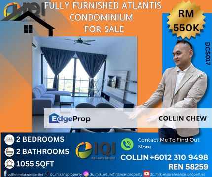 ATLANTIS 2 Rooms Fully Furnished Condominium FOR SALE, Melaka, Melaka Tengah