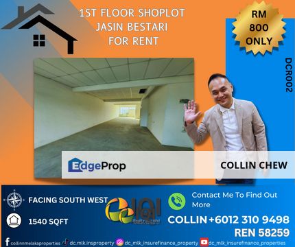1ST FLOOR JASIN BESTARI SHOPLOT FOR RENT, Melaka, Jasin