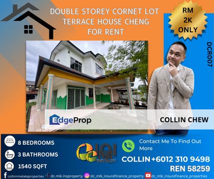 TAMAN BERTAM JAYA, CHENG DOUBLE STOREY TERRACE FOR RENT , Melaka, Cheng