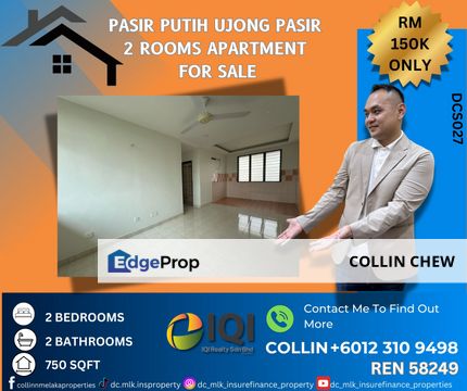 Pasir Putih, 2 Rooms Apartment for SALE , Melaka, Melaka Tengah