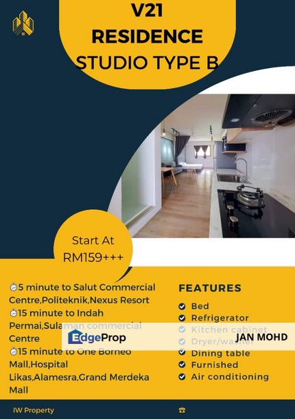 Termurah Studio Apartment Sepanggar Fully Furnished Kota Kinabalu Sabah, Sabah, Kota Kinabalu