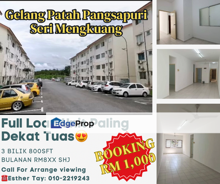 Pangsapuri Seri Mengkuang,Gelang Patah Full loan unit,For Sale, Johor, Gelang Patah