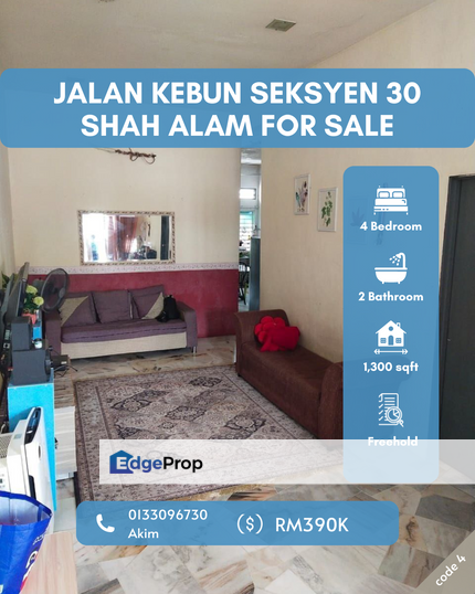 Jalan Kebun Seksyen 30 Shah Alam For Sale, Selangor, Shah Alam