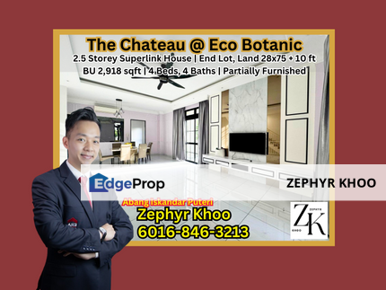 The Chateau @ Eco Botanic 2.5 Storey Superlink House End Lot BIG House For Rent, Johor, Nusajaya