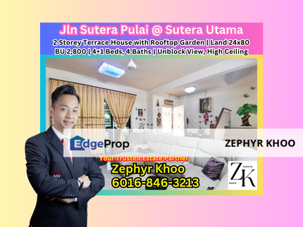 Jalan Sutera Pulai @ Sutera Utama 2 Storey Terrace House with Rooftop Garden For Sale, Johor, Skudai