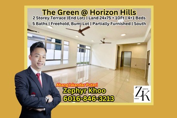 The Green @ Horizon Hills - Double Storey Terrace House End Lot For Sale Now!