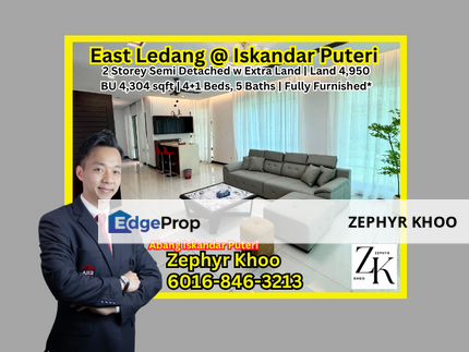 East Ledang @ Iskandar Puteri  Double Storey Semi Detached House with Extra Land For Rent, Johor, Nusajaya