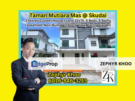 Taman Mutiara Mas @ Skudai 3 Storey Cluster House For Sale, Johor, Skudai