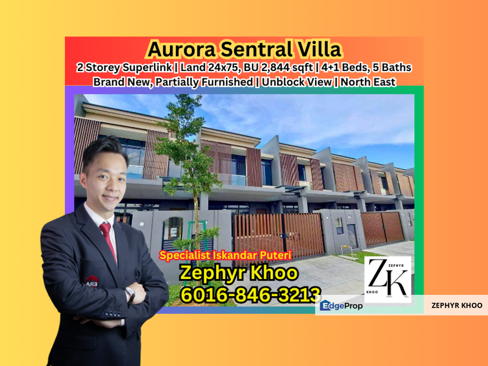 Aurora Sentral Villa @ Iskandar Puteri Double Storey Superlink House For Sale, Johor, 