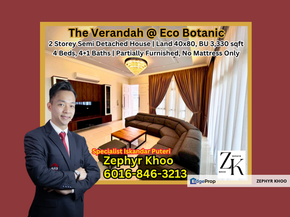 The Verandah @ Eco Botanic 2 Storey Semi Detached House For Rent, Johor, Nusajaya