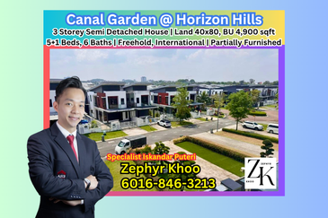The Canal Garden @ Horizon Hills 3 Storey Semi Detached House For Sale Now!