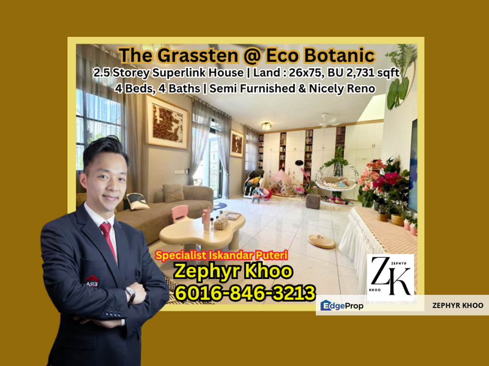 The Chateau, Grassten @ Eco Botanic 2.5 Storey Superlink House For Sale, Johor, Nusajaya