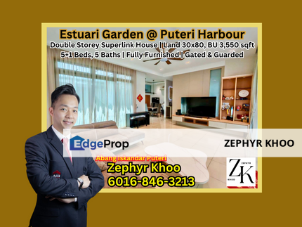 Estuari Garden @ Puteri Harbour, Iskandar Puteri Double Storey Superlink House For Rent, Johor, Nusajaya