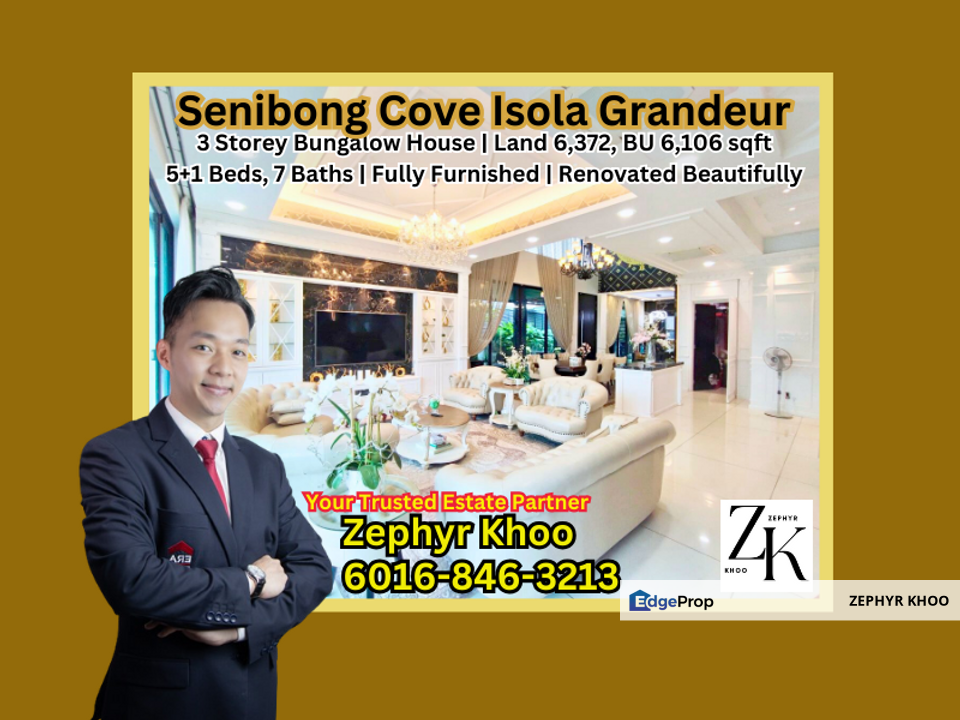 Senibong Cove Isola Grandeur Canal View 3 Storey Bungalow House For Sale, Johor, Masai