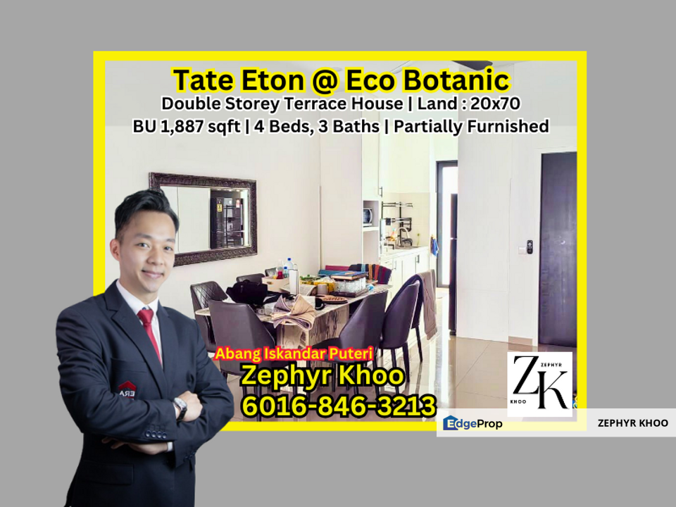Tate Eton @ Eco Botanic Double Storey Terrace House For Rent, Johor, Nusajaya