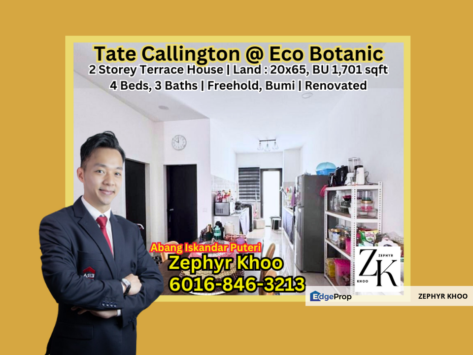 Tate Callington @ Eco Botanic Double Storey Terrace House For Sale, Johor, Nusajaya