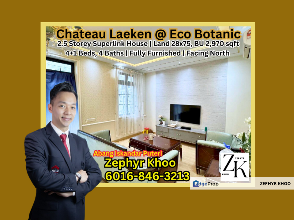 The Chateau, Laeken @ Eco Botanic 2.5 Storey Superlink House For Rent, Johor, Nusajaya