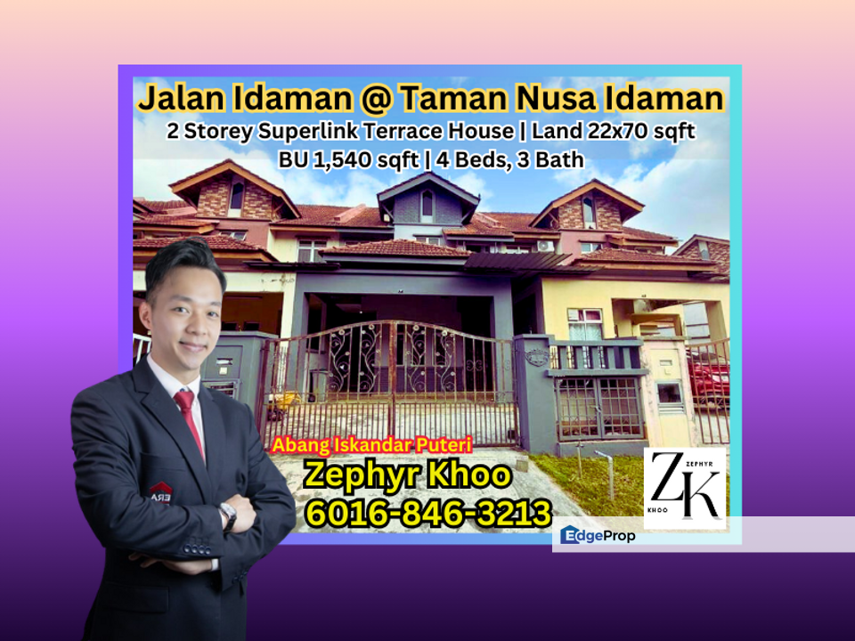 Jalan Idaman, Taman Nusa Idaman @Iskandar Puteri, 2 Storey Superlink Terrace House for Sale Now !, Johor, 