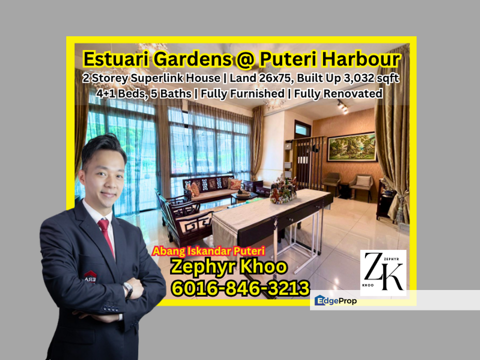 Estuari Garden @ Puteri Harbour Double Storey Superlink House for Rent !, Johor, Nusajaya