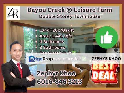 Best Deal! For Sale Grade AA  Bayou Creek @ Leisure Farm 2 Storey Townhouse, Johor, Gelang Patah