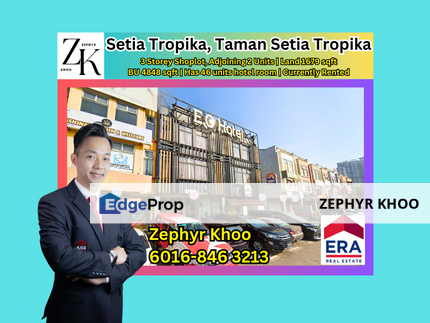 Setia Tropika Shoplot Double Unit Hotel For Sale, Johor, Johor Bahru