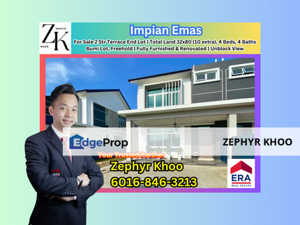 Taman Impian Emas 2 Storey Terrace House End Lot For Sale, Johor, Skudai