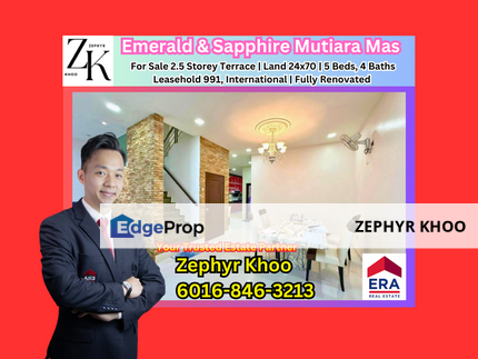 Emerald & Sapphire Mutiara Mas  2.5 Storey Terrace House For Sale, Johor, Skudai
