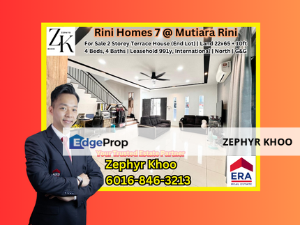 Rini Homes 7 @ Mutiara Rini 2 Storey Terrace House (End Lot) For Sale, Johor, Skudai