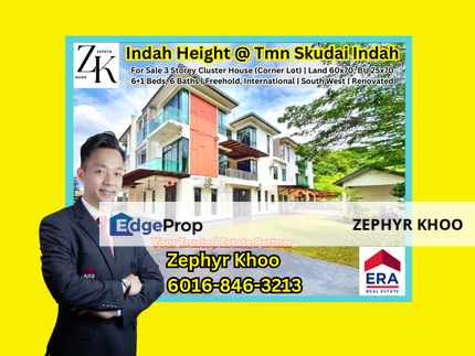 Indah Height @ Taman Skudai Indah 3 Storey Cluster House (Corner Lot) For Sale, Johor, Skudai