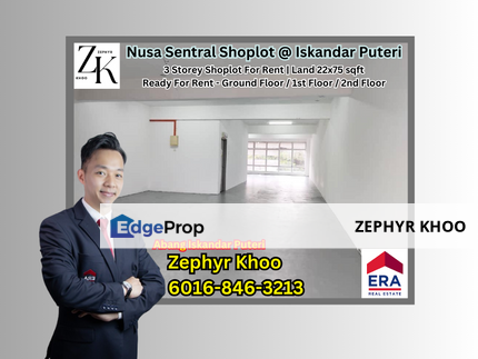 Nusa Sentral Shoplot @ Iskandar Puteri 3 Storey Shoplot For Rent, Johor, 