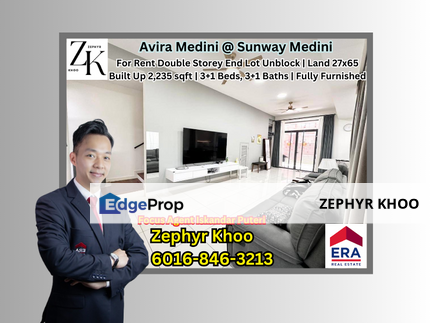 Avira Medini @ Sunway Medini  Double Storey End Lot Unblock For Rent, Johor, Nusajaya