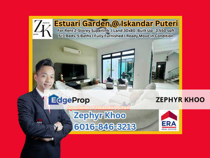  Estuari Garden @ Iskandar Puteri 2-Storey Superlink House For Rent, Johor, Nusajaya